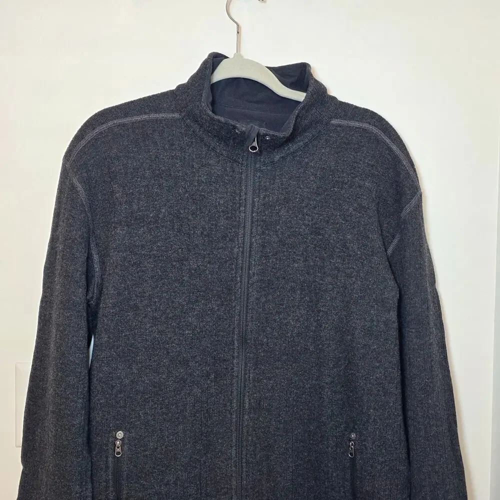Prana Men’s Barclay Full Zip Wool Blend Sweater Charcoal Size XL